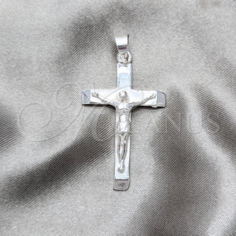 Sterling Silver Religious Pendant, Crucifix Design, Polished, Silver Finish, 05.392.0095