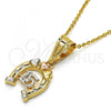 Oro Laminado Fancy Pendant, Gold Filled Style Heart Design, with White Cubic Zirconia, Polished, Tricolor, 05.120.0078.1