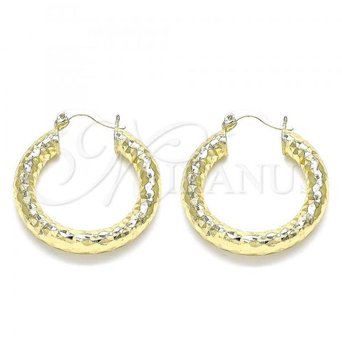 Oro Laminado Medium Hoop, Gold Filled Style Hollow Design, Polished, Golden Finish, 02.213.0312.30