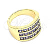 Oro Laminado Multi Stone Ring, Gold Filled Style with Amethyst Cubic Zirconia, Polished, Golden Finish, 01.346.0017.3.07