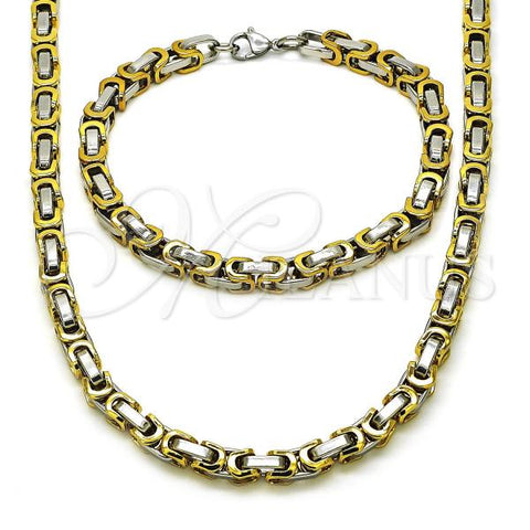 Stainless Steel Necklace and Bracelet, Polished, Two Tone, 06.116.0061