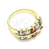 Oro Laminado Multi Stone Ring, Gold Filled Style with Multicolor Cubic Zirconia, Polished, Golden Finish, 01.346.0020.1.07