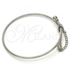 Stainless Steel Individual Bangle, Love Design, with White Crystal, Polished, Steel Finish, 07.258.0001.05 (02 MM Thickness, Size 5 - 2.50 Diameter)