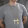 Stainless Steel Pendant Necklace, Cross Design, with White Cubic Zirconia, Polished, Two Tone, 04.116.0054.30