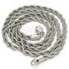 Rhodium Plated Basic Necklace, Rope Design, Polished, Rhodium Finish, 5.222.033.1.26