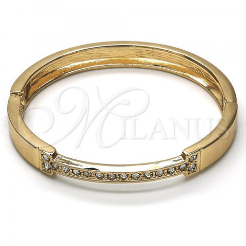 Oro Laminado Individual Bangle, Gold Filled Style with White Crystal, Polished, Golden Finish, 07.307.0007.05 (09 MM Thickness, Size 5 - 2.50 Diameter)