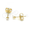 Oro Laminado Stud Earring, Gold Filled Style with White Cubic Zirconia, Polished, Golden Finish, 02.63.2659