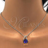 Rhodium Plated Pendant Necklace, with Amethyst and Aurore Boreale Swarovski Crystals, Polished, Rhodium Finish, 04.239.0039.5.16