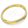 Oro Laminado Individual Bangle, Gold Filled Style with White Crystal, Polished, Golden Finish, 07.252.0052.04 (04 MM Thickness, Size 4 - 2.25 Diameter)