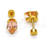 Stainless Steel Stud Earring, Teardrop Design, with Champagne Cubic Zirconia, Polished, Golden Finish, 02.271.0023.2