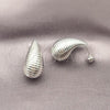 Rhodium Plated Stud Earring, Teardrop Design, Polished, Rhodium Finish, 02.163.0238.1