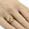 Oro Laminado Multi Stone Ring, Gold Filled Style Angel Design, with White Cubic Zirconia, Polished, Golden Finish, 01.60.0001.09 (Size 9)