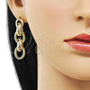 Oro Laminado Long Earring, Gold Filled Style Love Knot Design, Polished, Golden Finish, 02.213.0651