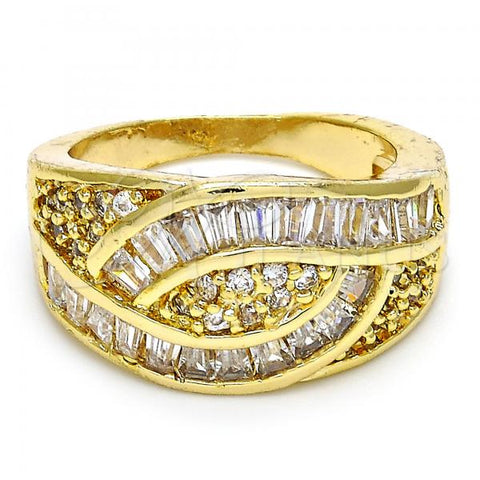 Oro Laminado Multi Stone Ring, Gold Filled Style with White Cubic Zirconia, Polished, Golden Finish, 01.99.0012.07 (Size 7)