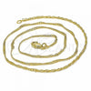 Oro Laminado Basic Necklace, Gold Filled Style Singapore Design, Golden Finish, 04.09.0169.18