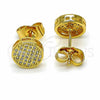 Oro Laminado Stud Earring, Gold Filled Style with White Micro Pave, Polished, Golden Finish, 02.344.0040