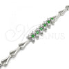 Rhodium Plated Fancy Bracelet, with Green and White Cubic Zirconia, Polished, Rhodium Finish, 03.210.0083.8.07