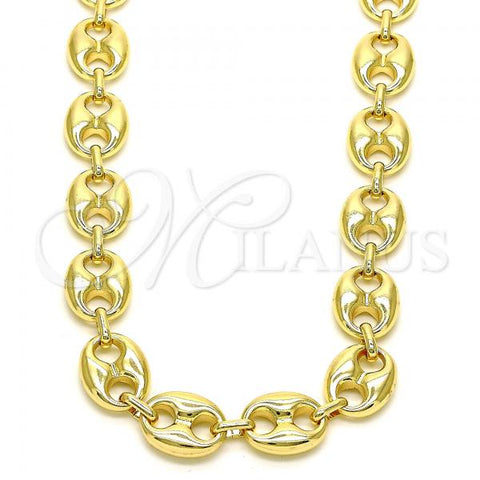 Oro Laminado Basic Necklace, Gold Filled Style Puff Mariner Design, Polished, Golden Finish, 04.63.1411.24