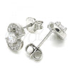 Sterling Silver Stud Earring, with White Cubic Zirconia, Polished, Rhodium Finish, 02.369.0008