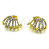 Oro Laminado Stud Earring, Gold Filled Style with White Crystal, Polished, Golden Finish, 02.379.0046.1