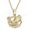 Oro Laminado Fancy Pendant, Gold Filled Style Eagle Design, Diamond Cutting Finish, Golden Finish, 5.180.003