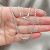 Rhodium Plated Basic Necklace, Rope Design, Polished, Rhodium Finish, 5.222.036.1.24