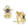 Oro Laminado Stud Earring, Gold Filled Style Star Design, with Sapphire Blue and White Cubic Zirconia, Polished, Golden Finish, 02.217.0082.4 *PROMO*