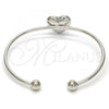 Rhodium Plated Individual Bangle, Heart Design, with Rose Swarovski Crystals, Polished, Rhodium Finish, 07.239.0013.5 (02 MM Thickness, One size fits all)