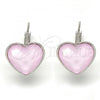 Rhodium Plated Leverback Earring, Heart Design, with Rose Water Opal Swarovski Crystals, Polished, Rhodium Finish, 02.239.0013.6