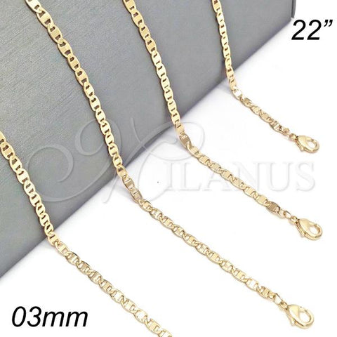 Oro Laminado Basic Necklace, Gold Filled Style Mariner Design, Polished, Golden Finish, 04.213.0030.22