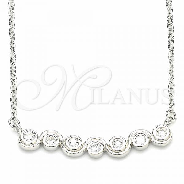 Sterling Silver Pendant Necklace, with White Cubic Zirconia, Polished, Rhodium Finish, 04.336.0140.16