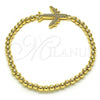 Oro Laminado Fancy Bracelet, Gold Filled Style Expandable Bead and Airplane Design, with White Micro Pave, Polished, Golden Finish, 03.299.0056.1.07