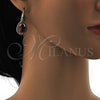 Rhodium Plated Dangle Earring, Teardrop Design, with Light Peach Swarovski Crystals, Polished, Rhodium Finish, 02.239.0016.2