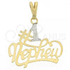 Oro Laminado Fancy Pendant, Gold Filled Style Two Tone, 05.16.0160