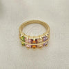 Oro Laminado Multi Stone Ring, Gold Filled Style with Multicolor Cubic Zirconia, Polished, Golden Finish, 01.346.0020.1.08