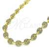 Oro Laminado Fancy Necklace, Gold Filled Style Puff Mariner Design, with White Micro Pave, Polished, Golden Finish, 04.63.1402.18