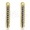 Oro Laminado Huggie Hoop, Gold Filled Style with Sapphire Blue and White Micro Pave, Polished, Golden Finish, 02.264.0006.5.20