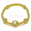 Oro Laminado Fancy Bracelet, Gold Filled Style Expandable Bead and Ball Design, Matte Finish, Golden Finish, 03.213.0282.08