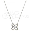 Gold Tone Pendant Necklace, with White Cubic Zirconia and White Micro Pave, Polished, Rhodium Finish, 04.213.0014.16.GT