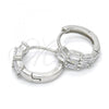 Sterling Silver Huggie Hoop, with White Cubic Zirconia, Polished, Rhodium Finish, 02.175.0151.15