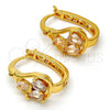 Oro Laminado Small Hoop, Gold Filled Style Teardrop Design, with White Cubic Zirconia, Polished, Golden Finish, 02.196.0068.15