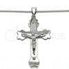Stainless Steel Pendant Necklace, Crucifix Design, Polished, Steel Finish, 04.116.0041.30