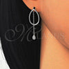 Sterling Silver Stud Earring, Teardrop Design, with White Micro Pave, Polished, Rhodium Finish, 02.186.0085