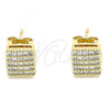 Oro Laminado Stud Earring, Gold Filled Style with White Micro Pave, Polished, Golden Finish, 02.344.0073