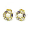 Oro Laminado Stud Earring, Gold Filled Style with Amethyst and White Cubic Zirconia, Polished, Golden Finish, 02.310.0026.2