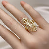 Oro Laminado Elegant Ring, Gold Filled Style Filigree Design, Polished, Golden Finish, 01.233.0034.09