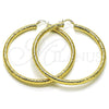 Oro Laminado Extra Large Hoop, Gold Filled Style Hollow Design, Diamond Cutting Finish, Golden Finish, 02.213.0313.70