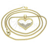 Oro Laminado Pendant Necklace, Gold Filled Style Heart Design, with White Micro Pave, Polished, Golden Finish, 04.156.0381.20