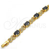 Oro Laminado Tennis Bracelet, Gold Filled Style Hugs and Kisses Design, with Black and White Cubic Zirconia, Polished, Golden Finish, 03.206.0001.9.07