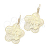 Oro Laminado Long Earring, Gold Filled Style Flower Design, Polished, Golden Finish, 5.077.010